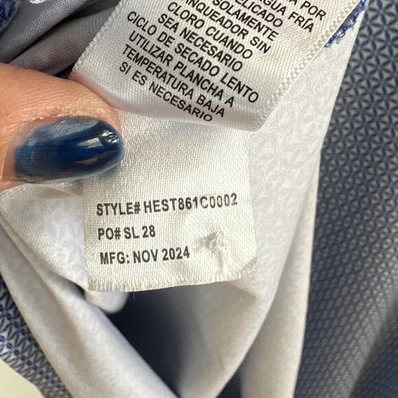 Hickey Freeman Blue Geometric Golf Polo Shirt Size Large, EUC - Picture 6 of 7